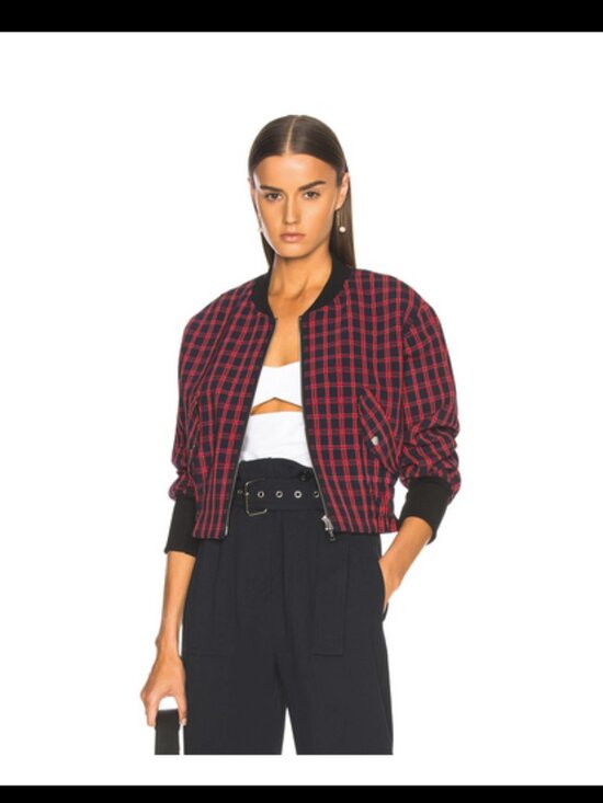 Plaid Bomber Jacket NWT size 12 - Picture 1 of 3